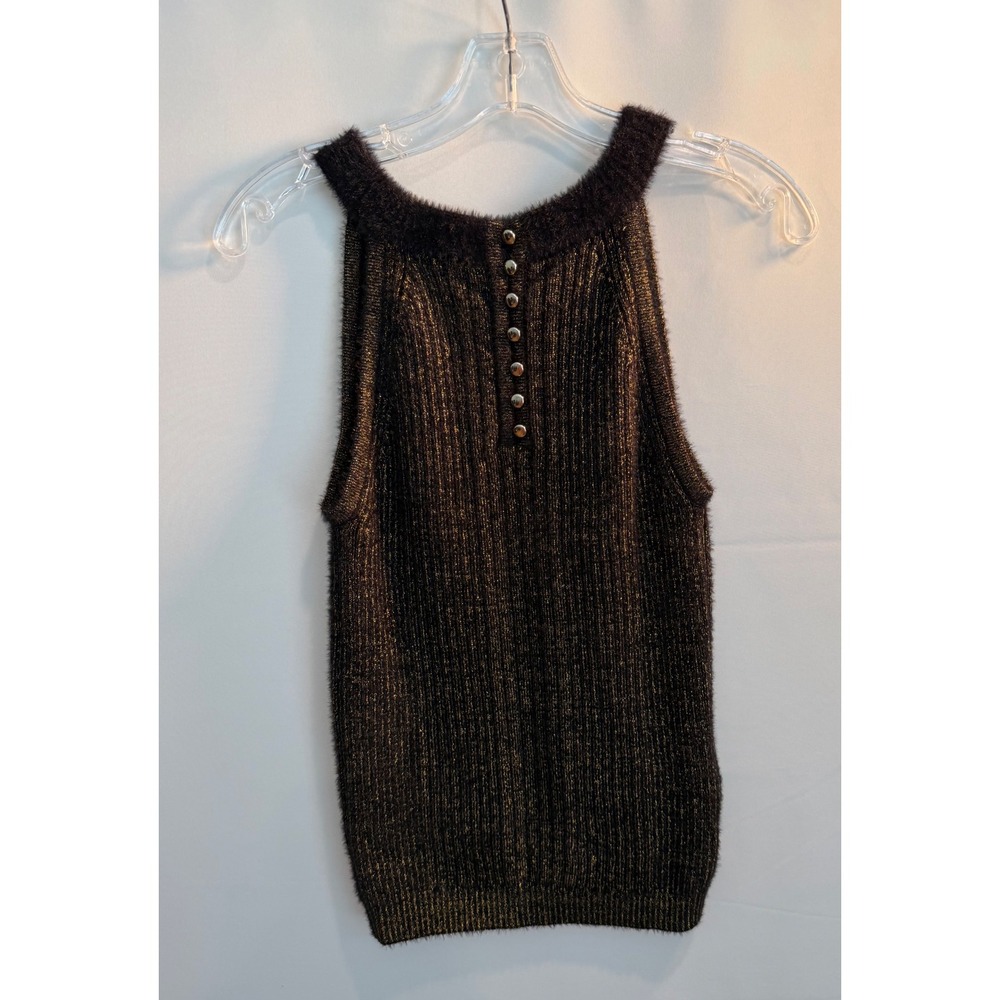 NWT Anthropologie Maeve Metallic Gold & Black Halter Knit Tank Proto Sample S/M